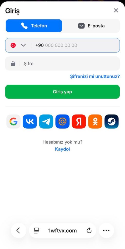 Hesap oluşturma 1win