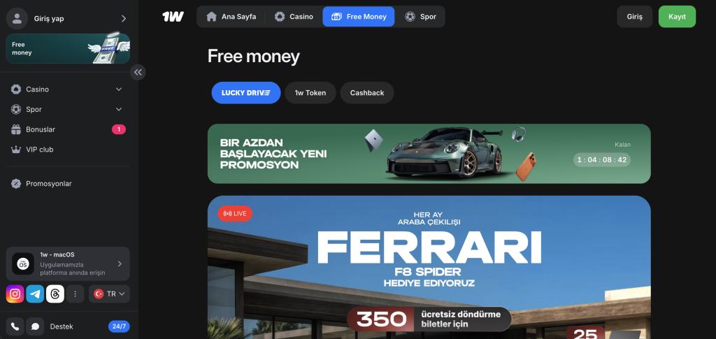 1win casino bonusları