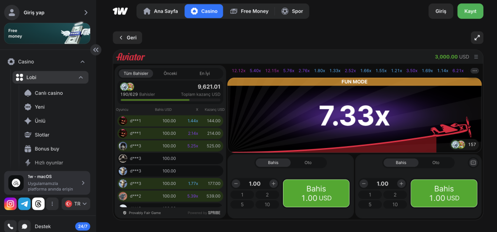 1win Aviator Demo ile Pratik Yap